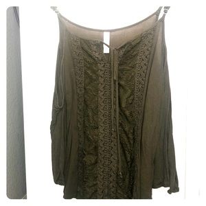Army Green Xhilaration Cold Shoulder Top